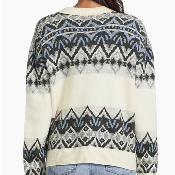 Johnny Was Fairisle Polo Embroidered Wool Cashmere Sweater Sezana L NWT $398 - Picture 3 of 3